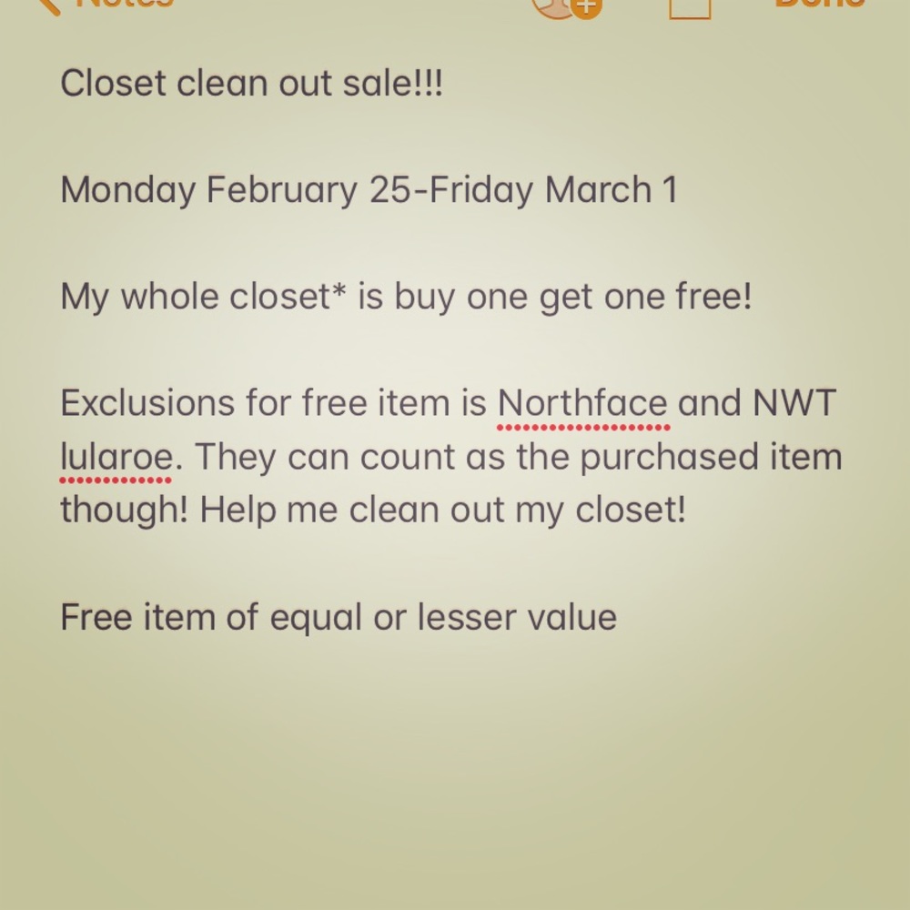Closet clean out sale!